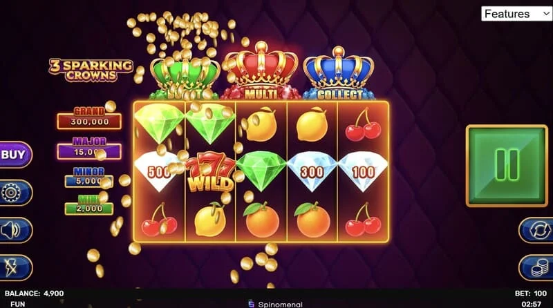 3 Sparking Crowns Wild მოგება